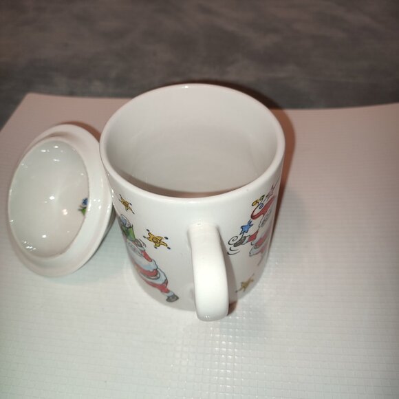 Santa Christmas Mug with Lid Tea Coffee Chocolate Candy MSI Vintage Ceramic - Picture 7 of 11